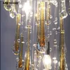 Royal Blue Crystal Chandelier Light Fixture Long Large Crystal Ceiling Lamp for staircase Lustre, stairs, foyer Crystal Stair Home Lighting