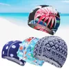 Bonnets de natation 1pc haute élastique bonnet de bain hommes femmes taille libre solide fleurs imprimé cheveux longs sport natation piscine chapeau Nylon Turban au hasard P230418