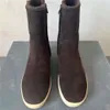 Botas cortas de invierno 2023 para hombre, punta redonda plana con diseño de piel auténtica, botines informales a la moda