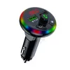 Trasmettitore FM per auto F14 per auto BT 5.0 caricatore doppio USB chiamate in vivavoce adattatore per radio musicale wireless retroilluminato a 7 colori