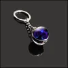 Favor de festa 12 Constellation Time Gem Key Pingente Doublesidididid Ball Ball Charm Chairing Chainle Birthday Birthday Valentine DhNuk