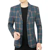 Designer masculino xadrez blazers ternos jaquetas novo masculino design coreano trench coats masculino negócios casual fino ajuste blazers casacos roupas dos homens