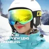Óculos de esqui sem moldura anti nevoeiro óculos de esqui noite lente caixa conjunto 100% uv400 proteção esquis deslizamento com neve 231117