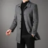 Männer Wolle Mischungen Top Grade Männer Xlong Einreiher Mantel 2023 Herbst Winter Business Casual Klassische Marke Jacke 231118