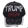 Ball Caps 9 Styles 2024 Trump Diamond Baseball Cap Регулируемая джинсовая шляпа Sun Sports Casual Cottle Drop Delive Acces Dhgarden Dhij6