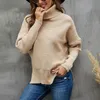 Chandails pour femmes pull automne/hiver nouveau solide rayé fendu Polo pour femmes 2v