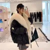 Womens Jackets Winter Grand Luxury Artificial Fox Fur Collar Coat Fluffy Parka Chiffon Windproof 231118