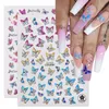 Pink Holographics Laser Bronzing 3D Butterfly Nail Art Stickers Adhesive Sliders DIY Nail Transfer Decals Foils Wraps Decoration Nail ArtStickers Decals Nail Art