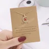 Trendy Moon Star Birthstone Collana con ciondolo Wish Card per le donne Crystal Gold Color Clavicola Chain Mom Birthday Jewelry Gifts