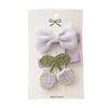 Accessoires de cheveux petites épingles à cheveux Purple Bows Clip latéral pour enfants 2pcs tissu de style coréen Clips de coiffure mignonne