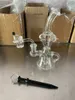 Hookahs Oil Rigs kleine recycler rookwaterpijp heldere gewricht maat 14 mmblue of groen of andere