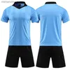 Maillots de football à collectionner 22/23 Hommes Football Reree Uniforme Col V Football Reree Vêtements Court Seve Judge Shirt Shorts Costume Q231118