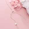Pendant Necklaces MODIAN 925 Sterling Silver Shiny Zircon Y-Shape Elegant Pearl Pendant Necklace for Women Rose Color Gold Necklace Fine Jewelry231118