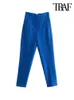 Pantaloni da donna Capris TRAF Donna Chic Fashion con dettaglio cucitura Pantaloni da ufficio Pantaloni vintage a vita alta con cerniera Fly Pantaloni alla caviglia femminili Mujer 230418