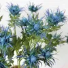 Decorative Flowers 1pc Artificial Eryngium Thistles Bunch Plant 3-Fork Wedding Material Flower Plastic Arrangement Creative N3S8