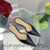 23SS ofis terlikleri sivri patentli deri düz yavru kedi topuklu katır slaytları terlikleri elbise ayakkabıları topuklar sanallar kadın lüks tasarımcı sandalet terlikleri kadın