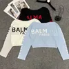 Kadınların Sweaters Tasarımcı Gömlek Mektubu Jakard Hoodie Tek Kelime Yakalama Krep Sweatshirt Dış Giyim Gevşek İnce Kısa Bölüm Uzun Kollu Örgü Y9X5