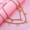 Hanger kettingen Aguademar 2 stks roze strass tennis ketting voor vrouwen kristal vlinder kleine charmes choker ketting hiphop sieraden 2020 sieraden z0417