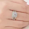 2 pièces Double Halo coupe ronde AAAAA Cz bague de fiançailles bande de mariage pour femmes Style victorien 925 bijoux de mariée en argent Fine JewelryRings