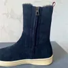 Botas cortas de invierno 2023 para hombre, punta redonda plana con diseño de piel auténtica, botines informales a la moda