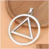 Pendant Necklaces 5Pcs Sier Color Alcoholics Anonymous Reery Sobriety Triangle Symbol Round Charms Pendants For Necklace Jewelry Dro Dhasu