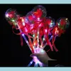 Party Decoration Led Favor Light Up Glowing Red Rose Flower Wands Clear Ball Stick For Valentines Day Atmosphere Decor Drop Dhjov