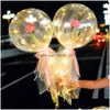 Party Decoration Glow Artificial Flower Balloons Pneumatic Transparent Valentines Rose Balloon Petal Lamp Waterproof Airballoon Fogg Dhr7V