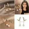 Dangle Kroonluchter Mode Geometrische Metalen Parel Hanger Druppel Oorbellen Voor Vrouw Gothic Meisjes Elegante Sieraden Bruiloft Set A Dhgarden Ottrm