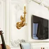Applique murale DINGFAN Style européen salon salle à manger lumière luxe chambre chevet tout cuivre allée décorative