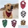 Abbigliamento per cani Bandana Natale Plaid Singolo strato Sciarpa per animali Triangolo Fazzoletto Accessori Bavaglini per cani di taglia piccola e media Regali di Natale Dhb8Y