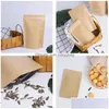 Paketleme çantaları kraft kağıt ayağa kalkma torbası kahverengi kendini mühür yeniden kullanılabilir sızdırmazlık allpurpose gıda depolama yırtılabilir kilidi gözyaşı çentik dh3lt