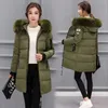 Veste d'hiver Parkas pour femmes 2023 femmes coréennes Parka grand col de fourrure à capuche épais chaud Long femme manteau veste décontractée coton 231117