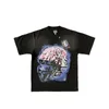 Hellstar sbrain hjälm upplysningsklubb tee tryckt kort ärm gör gamla tvättade t-shirts high street rapper wash grå tungt hantverk unisex kort ärm smlxl