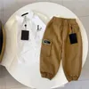 Yeni Nesil Bahar Bebek Tasarımcı Yakası Uzun Kollu Gömlek + Kargo Pantolon Günlük Marka Boy Takım Beden 90-150cm A03