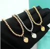 Collier pendentif classique de mode hommes femmes en acier inoxydable rose argent or perles rondes perles colliers élastiques perlés avec pendentif coeur d'amour