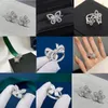 GRAFFS avec boîte Femmes Bague de mariage Boucle d'oreille Designer Forme de papillon Bijoux en argent sterling 925 Diamants blancs classiques Taille 6-8 cm Anneaux Couple Cadeaux de Noël