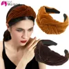 Headbands Molans Knotted Headband para mulheres largas hairbands veludo laços meninas cor sólida cabelo hoop moldura headdress acessórios de cabelo l231118