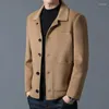 Men's Jackets 2023 Spring Autumn Men Black Gray Khaki Cashmere Male Turn Down Collar Single-Breasted Sheep Woolen Coat Casual Outfits