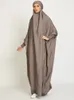 ملابس عرقية مسلمة نساء جيلباب فستان صلاة مقنعين أبيا صاخب الأكمام الإسلامية دبي السعودي الأسود رداء تركي تركي 230417