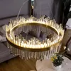 Modern Luxury Chandelier Round Shiny Dimmable Chandelier Suitable for Living Room Bedroom Dining Room Crystal Lighting Fixtures