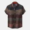 Men's Casual Shirts Mens Shirt Vintage Ethnic Style Printing Loose Short Sleeve Casual Shirts Daily Wearing High Quality Office Blouse Chemise Homme 230418