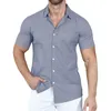 Chemises habillées pour hommes Vintage couleur unie été classique coupe régulière boutonné à manches courtes Blouses décontractées M-xxl Camisa Hombre