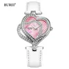 BUREI Merk Dames Mode Hart Horloge Dames Waterdicht Luxe Casual Lederen Armband Quartz Horloges Relogio Feminino 231118