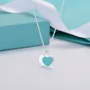 Designer Single Pfirsich Herz Halskette Frau Edelstahl blau rosa grün Anhänger Luxus Schmuck Valentinstag Weihnachtsgeschenk Großhandel Y23021