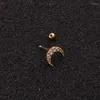 Brincos de garanhão 1 pcs simples mini zircão de zircão em forma de orelha cartilagem breol de brilho dourado cor aço inoxidável jóias de piercing