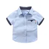 Barn skjortor ienens sommar barn pojkar herrar skjorta toppar kläder barn baby pojke formell bomull korta ärmar topp thirt klädblus 230417
