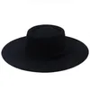 Chapéus de borda larga chapéus de lã de lã grande jazz chapéu outono inverno homens e mulheres côncavo preto feltro entrega moda acesso dhsjh