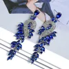 Stud Design Dangle Earrings For Women Girl Luxury Elegant Metal Hollow Chain Leaves Crystal Brincos Pendant Jewelry Ear Accessories 231117