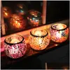 Candle Holders Mosaic Holder Color Glass Candlestick Decoration Ornaments Mtifunctional Household Flower Pot Drop De Dhgarden Dhqgj