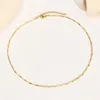 Ketten Kotik Einfache goldene Farbe Weibchen Link Choker Halskette Edelstahl Melonensamenkette für Frauen